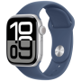 Apple Watch Series 10 42mm Silver Aluminium Case with Denim Sport Band M/L (MWWC3)
