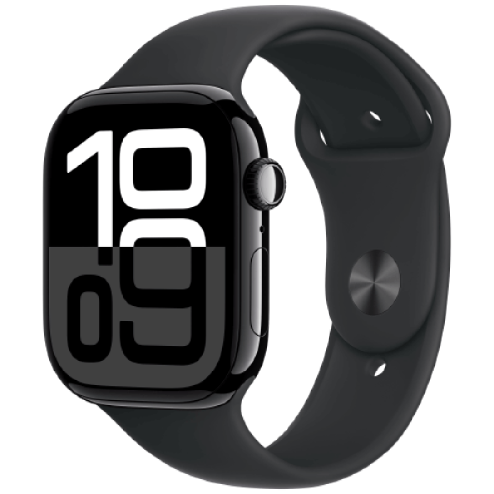 Apple Watch Series 10 42mm Jet Black Aluminium Case with Black Sport Band M/L (MWWF3)