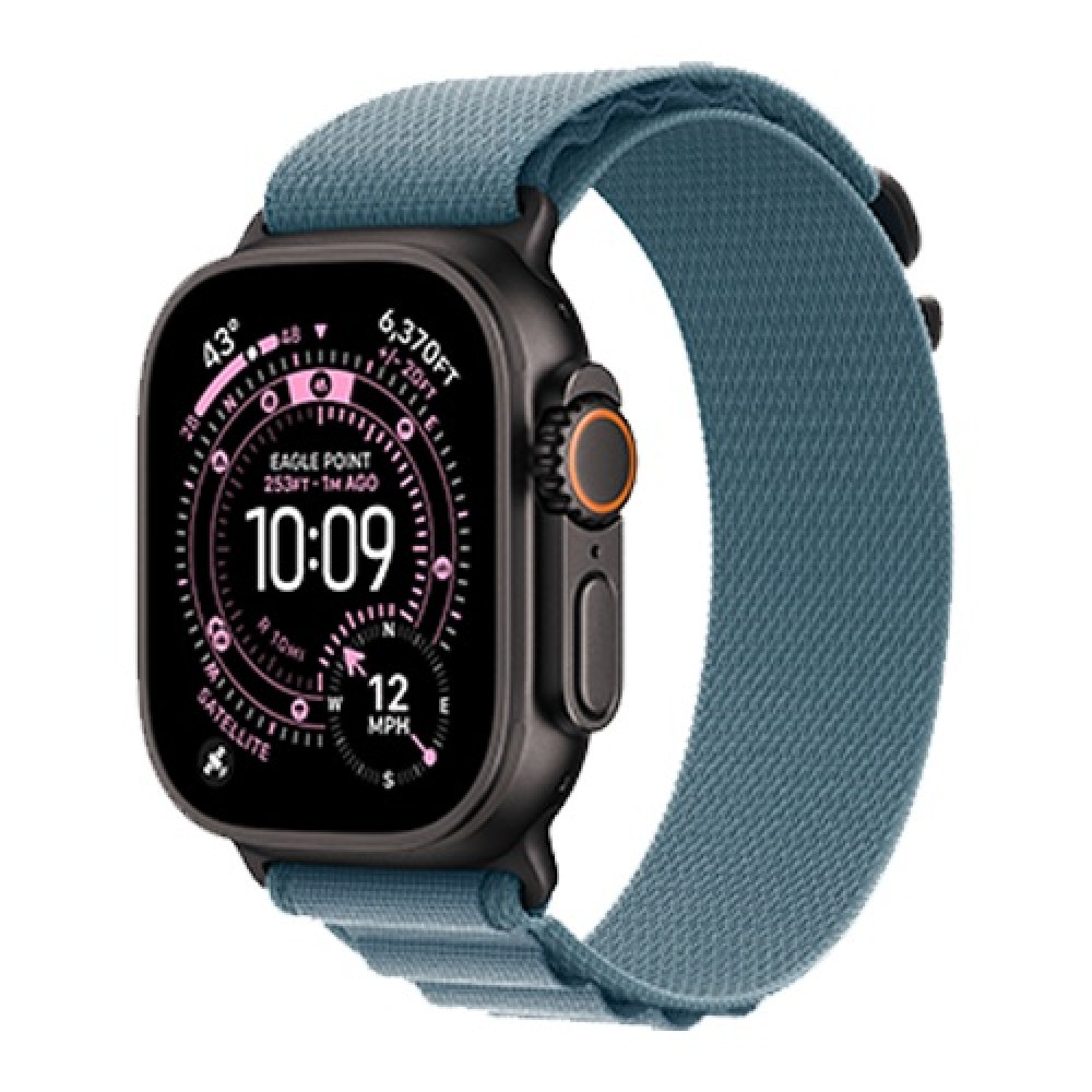 Apple Watch Ultra 3 49mm Black Titanium Case with Light Blue Alpine Loop Large () 2025