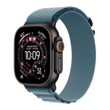 Apple Watch Ultra 3 49mm Black Titanium Case with Light Blue Alpine Loop Small () 2025