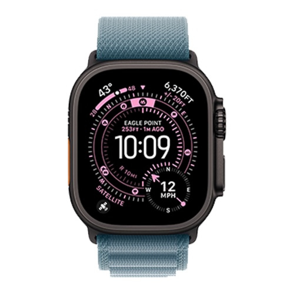 Apple Watch Ultra 3 49mm Black Titanium Case with Light Blue Alpine Loop Large () 2025