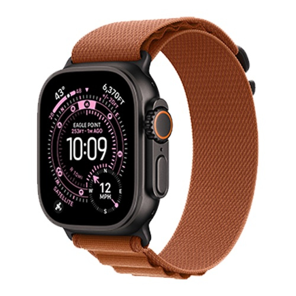 Apple Watch Ultra 3 49mm Black Titanium Case with Terra Cotta Alpine Loop Medium () 2025