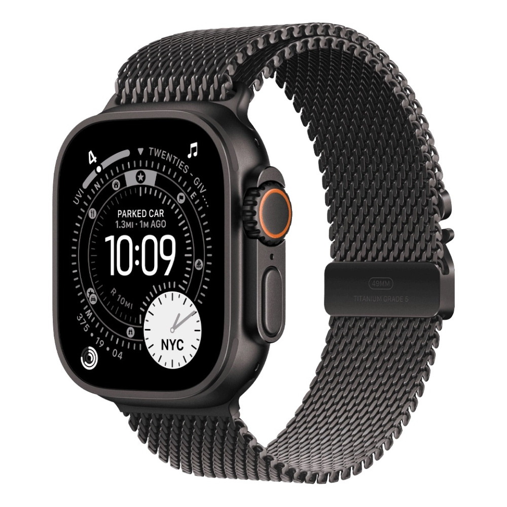 Apple Watch Ultra 3 49mm Black Titanium Case with Black Titanium Milanese Loop Large (MF1T4) 2025