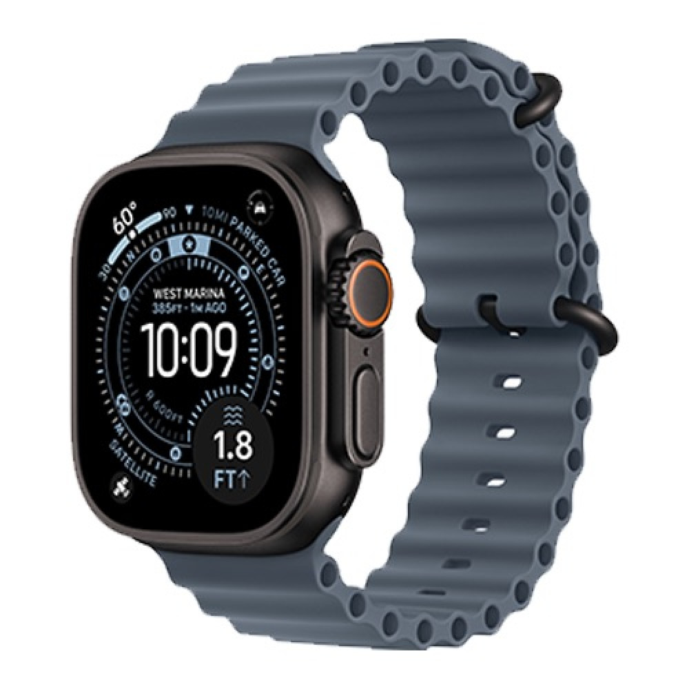 Apple Watch Ultra 3 49mm Black Titanium Case with Anchor Blue Ocean Band () 2025