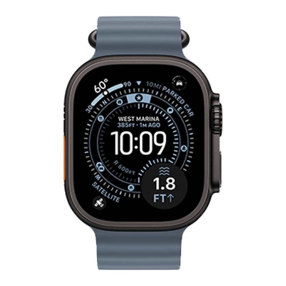 Apple Watch Ultra 3 49mm Black Titanium Case with Anchor Blue Ocean Band () 2025