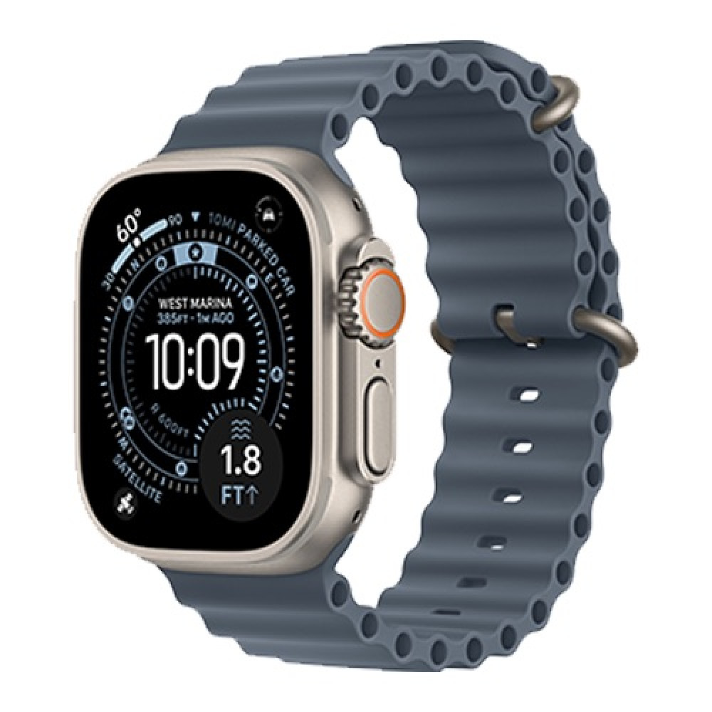 Apple Watch Ultra 3 49mm Natural Titanium Case with Anchor Blue Ocean Band (MEWH4) 2025