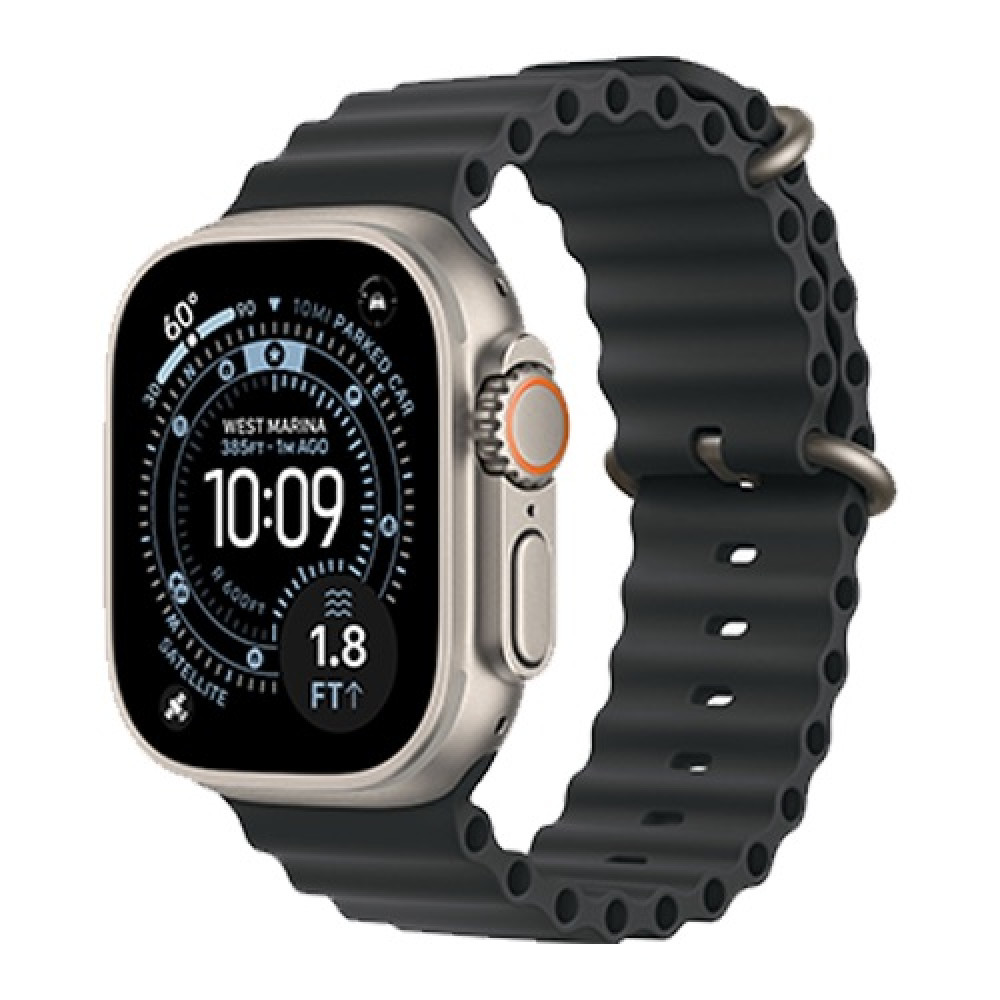 Apple Watch Ultra 3 49mm Natural Titanium Case with Black Ocean Band () 2025