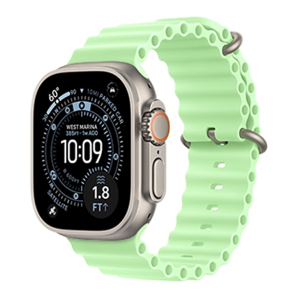 Apple Watch Ultra 3 49mm Natural Titanium Case with Neon Green Ocean Band () 2025