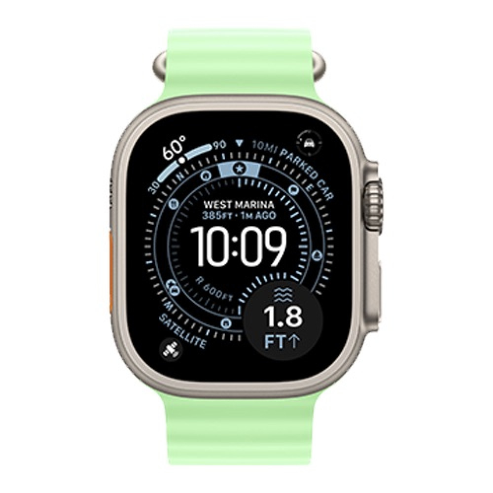 Apple Watch Ultra 3 49mm Natural Titanium Case with Neon Green Ocean Band () 2025