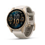 Garmin Fenix 8 43mm AMOLED Sapphire, Soft Gold з Fog Gray/Dark Sandstone сірим силіконовим ремінцем