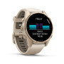 Garmin Fenix 8 43mm AMOLED Sapphire, Soft Gold з Fog Gray/Dark Sandstone сірим силіконовим ремінцем