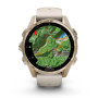 Garmin Fenix 8 43mm AMOLED Sapphire, Soft Gold з Fog Gray/Dark Sandstone сірим силіконовим ремінцем