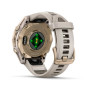 Garmin Fenix 8 43mm AMOLED Sapphire, Soft Gold з Fog Gray/Dark Sandstone сірим силіконовим ремінцем