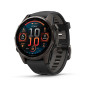 Garmin Fenix 8 43mm AMOLED Sapphire, Carbon Grey DLC Titanium з Black/Pebble Grey чорним силіконовим ремінцем