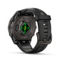 Garmin Fenix 8 43mm AMOLED Sapphire, Carbon Grey DLC Titanium з Black/Pebble Grey чорним силіконовим ремінцем