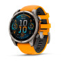 Garmin Fenix 8 47mm AMOLED Sapphire, Titanium з Spark Orange/Graphite помаранчевим силіконовим ремінцем