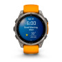 Garmin Fenix 8 47mm AMOLED Sapphire, Titanium з Spark Orange/Graphite помаранчевим силіконовим ремінцем
