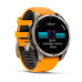 Garmin Fenix 8 47mm AMOLED Sapphire, Titanium з Spark Orange/Graphite помаранчевим силіконовим ремінцем