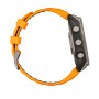 Garmin Fenix 8 47mm AMOLED Sapphire, Titanium з Spark Orange/Graphite помаранчевим силіконовим ремінцем