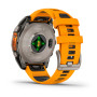 Garmin Fenix 8 47mm AMOLED Sapphire, Titanium з Spark Orange/Graphite помаранчевим силіконовим ремінцем