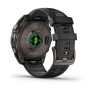 Garmin Fenix 8 51mm AMOLED Sapphire, Carbon Grey DLC Titanium з Black/Pebble Grey чорним силіконовим ремінцем