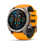 Garmin Fenix 8 51mm AMOLED Sapphire, Titanium з Spark Orange/Graphite помаранчевим силіконовим ремінцем
