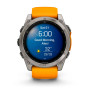 Garmin Fenix 8 51mm AMOLED Sapphire, Titanium з Spark Orange/Graphite помаранчевим силіконовим ремінцем
