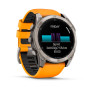 Garmin Fenix 8 51mm AMOLED Sapphire, Titanium з Spark Orange/Graphite помаранчевим силіконовим ремінцем