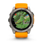 Garmin Fenix 8 51mm AMOLED Sapphire, Titanium з Spark Orange/Graphite помаранчевим силіконовим ремінцем