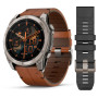 Garmin Fenix 8 51mm AMOLED Sapphire, Titanium з Chestnut коричневим шкіряним ремінцем