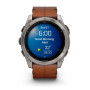 Garmin Fenix 8 51mm AMOLED Sapphire, Titanium з Chestnut коричневим шкіряним ремінцем