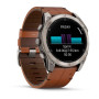 Garmin Fenix 8 51mm AMOLED Sapphire, Titanium з Chestnut коричневим шкіряним ремінцем