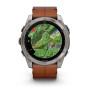 Garmin Fenix 8 51mm AMOLED Sapphire, Titanium з Chestnut коричневим шкіряним ремінцем