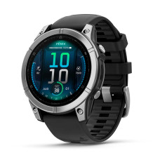 Garmin Fenix E 47mm AMOLED Stainless Steel з чорним силіконовим ремінцем